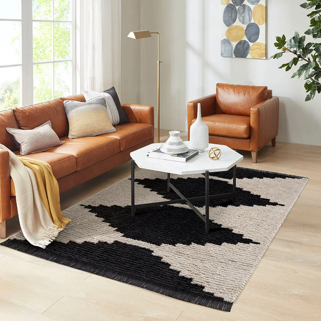 Black Ivory Modern Area Rug Black Ivory Polyester Living Room Rug jla