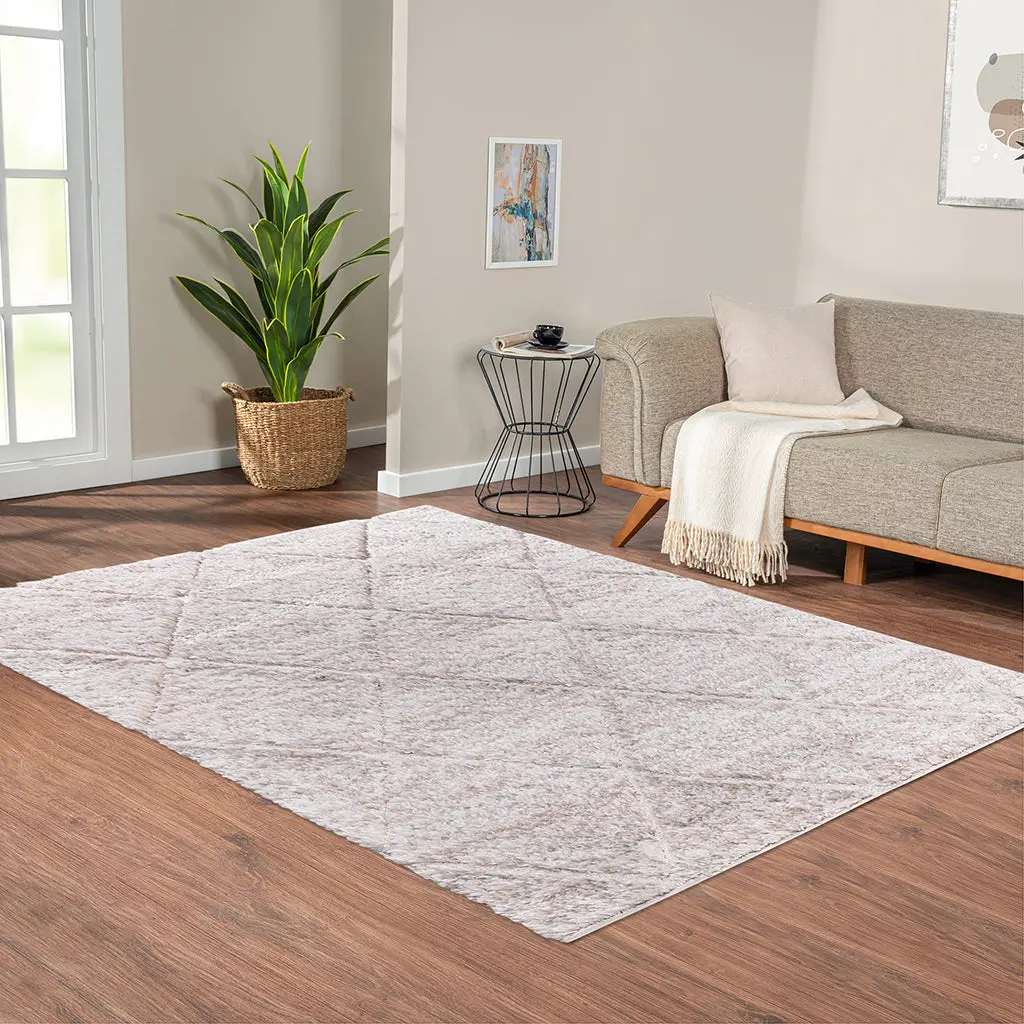 Talas Trellis Area Rug Cream Cream Polyester jla