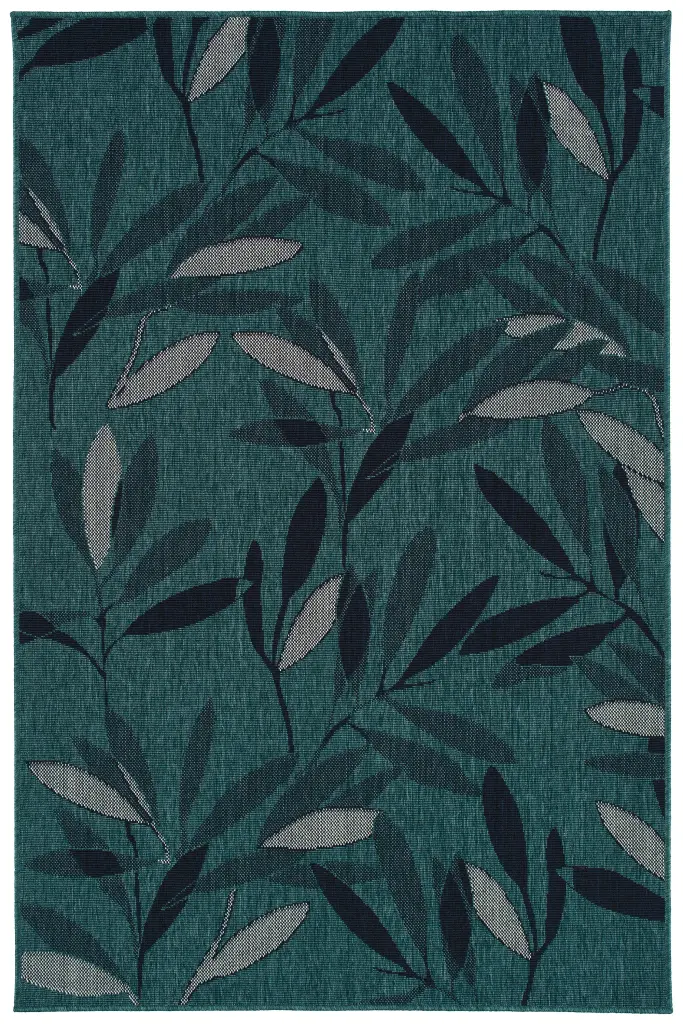 Modern Textured Cut Pile 5'3" X 7'6" Rectangle Teal Polypropylene Area Rug Living Room kaleen