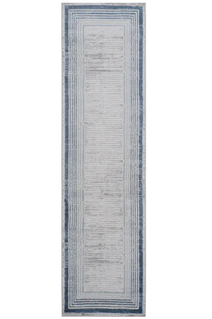 2X8 Blue Ivory Bordered Non Shedding Living Room Bedroom Dining Home Area Rug naar rug