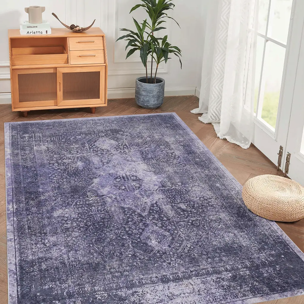 3x5 Washable Area Rug Low Pile Non Slip Non Shedding Foldable Carpet naar rug