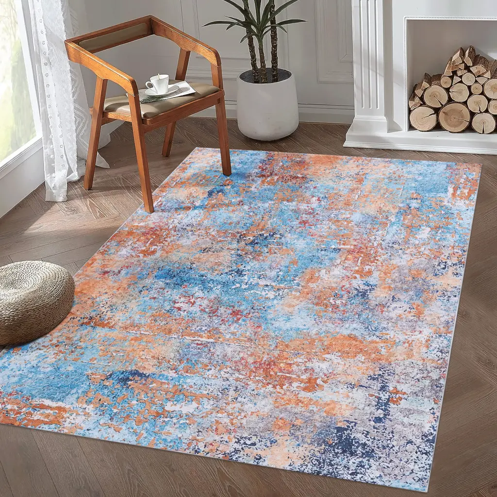 4X6 Washable Area Rug Low Pile Non Slip Non Shedding Foldable Living Room naar rug