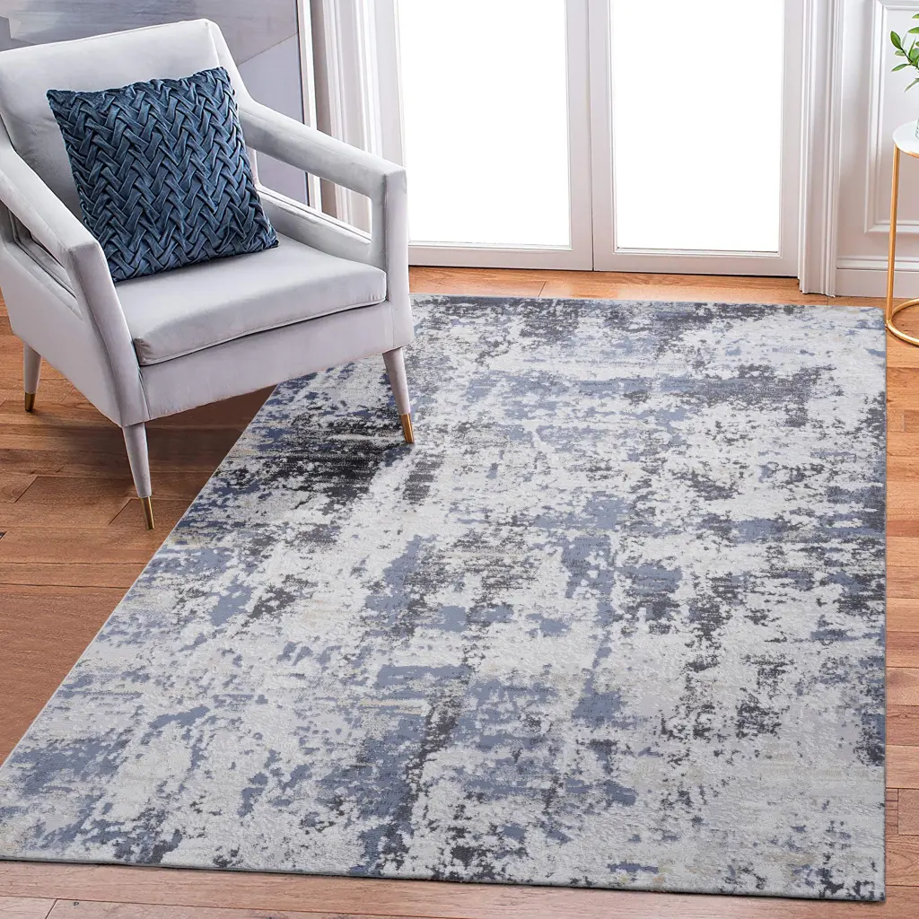 5X7 Grey Denim Abstract Non Shedding Area Rug Living Room or Bedroom naar rug