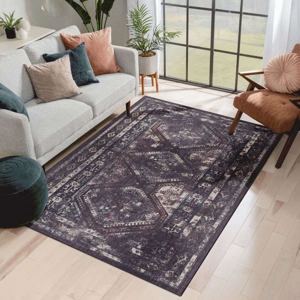 5x8 Washable Area Rug Low Pile Non Slip Non Shedding Foldable Living Room Carpet naar rug