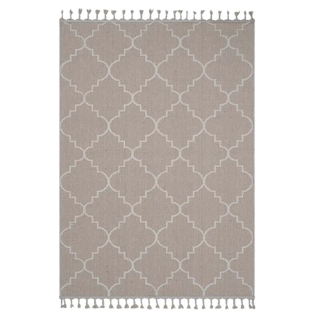6x9 Ivory Trellis Indoor Outdoor Area Rug Durable Polypropylene naar rug