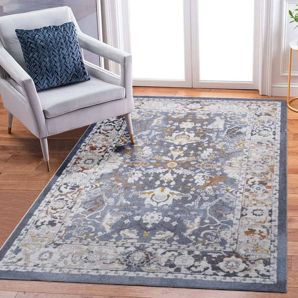 8x10 Blue Traditional Non Shedding Area Rug Living Room Bedroom naar rug