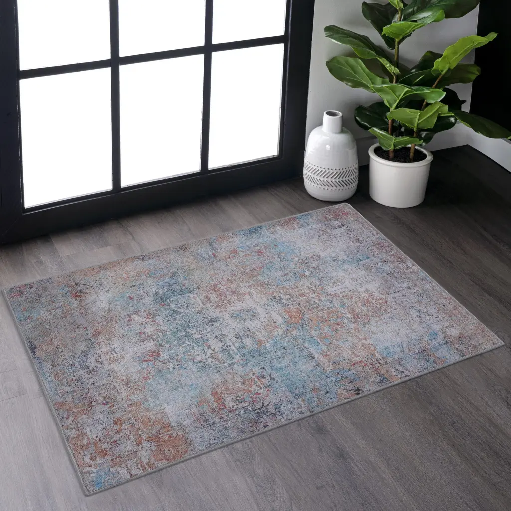 Naar 2X3 Machine Washable Area Rugs Low Pile Non Slip Non Shedding Rug naar rug