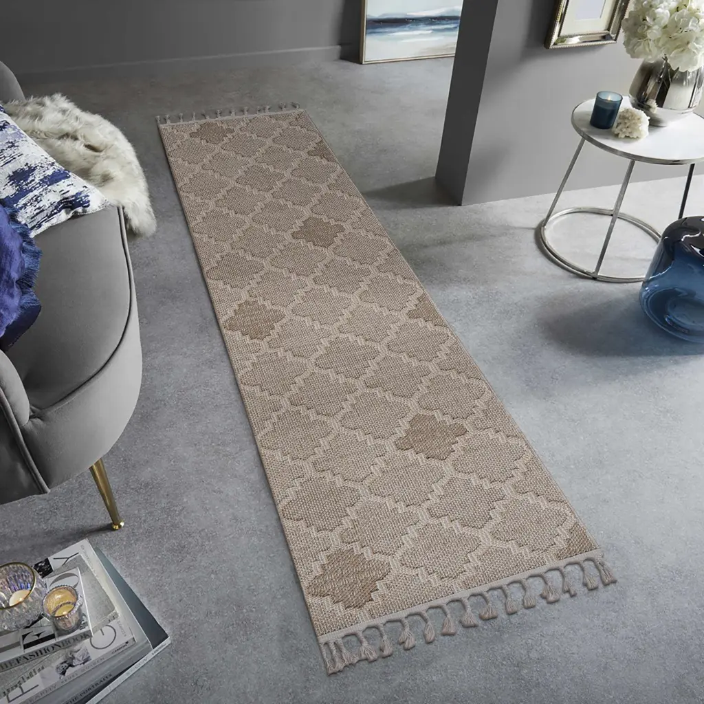 Naar Guros Gatherion 2X8 Cream Trellis Indoor Outdoor Area Rug naar rug
