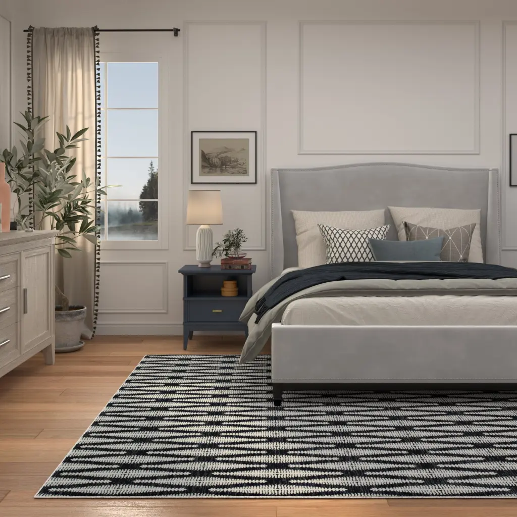 Mesilla Navy Ivory Area Rug 5X8 Navy Blue Viscose Soft Modern Rug Living Room napa valley weavers