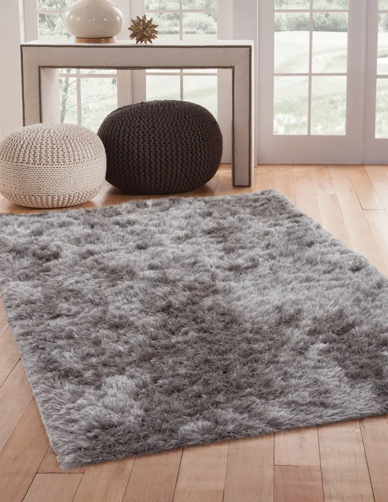 Shag Grey Area Rug 8X10 Grey Polyester napa valley weavers