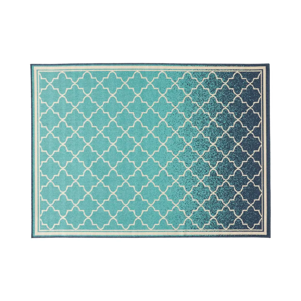 Meridian 3530L 5'3" X 7' Blue Polypropylene Indoor Outdoor Area Rug nh-kisa