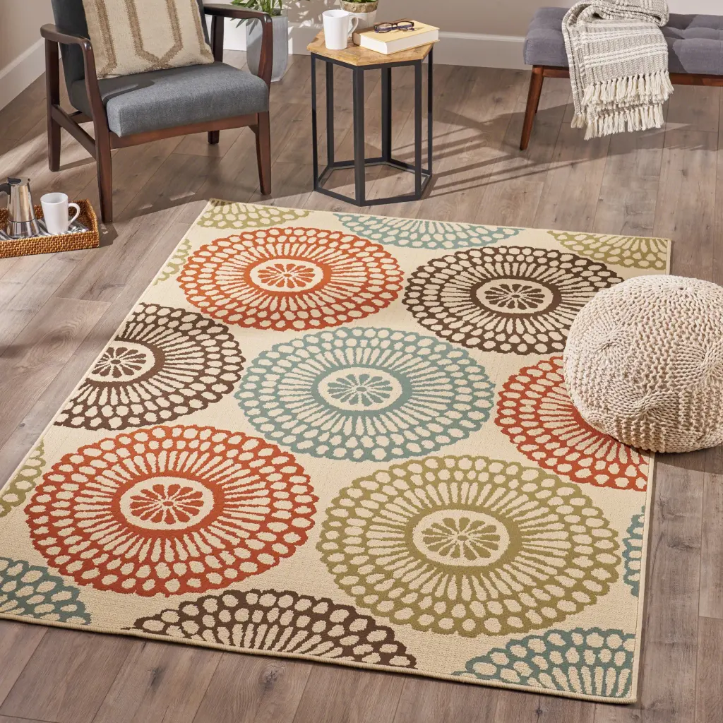 Montego 5x7 Beige Polypropylene Area Rug Living Room nh-kisa