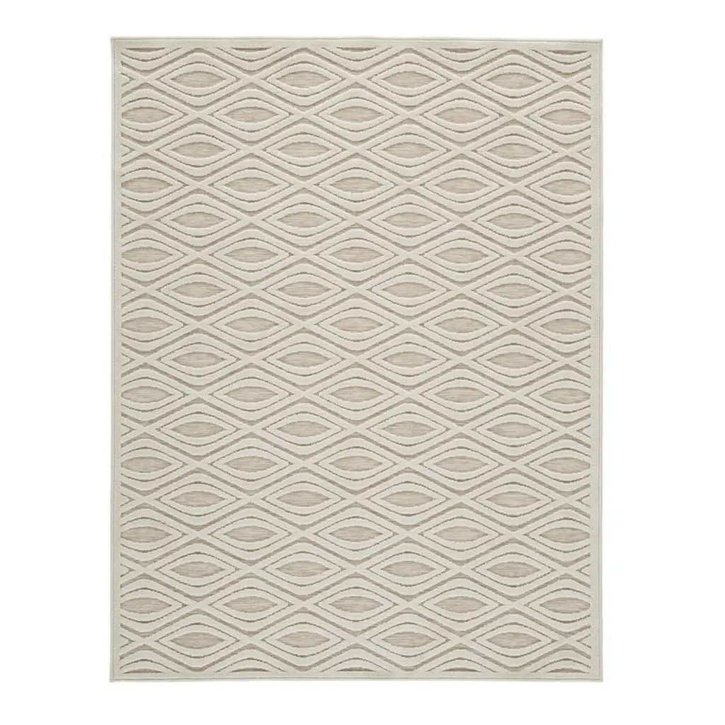 Rectangular Polypropylene Rug Geometric Pattern Medium Beige royal hampton