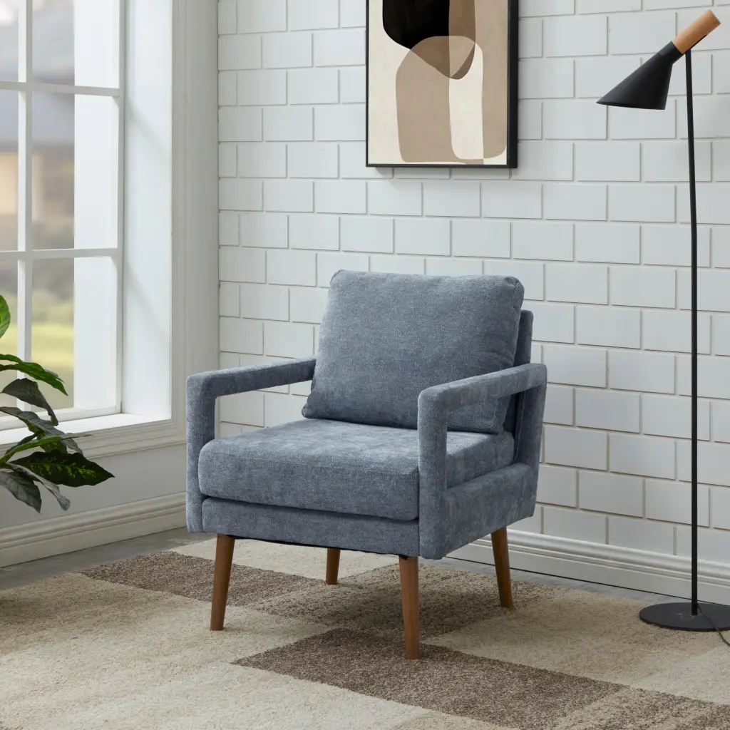 Mid Century Armchair Accent Chair Chenille Armrest and Soft Cushion Living Room rnb