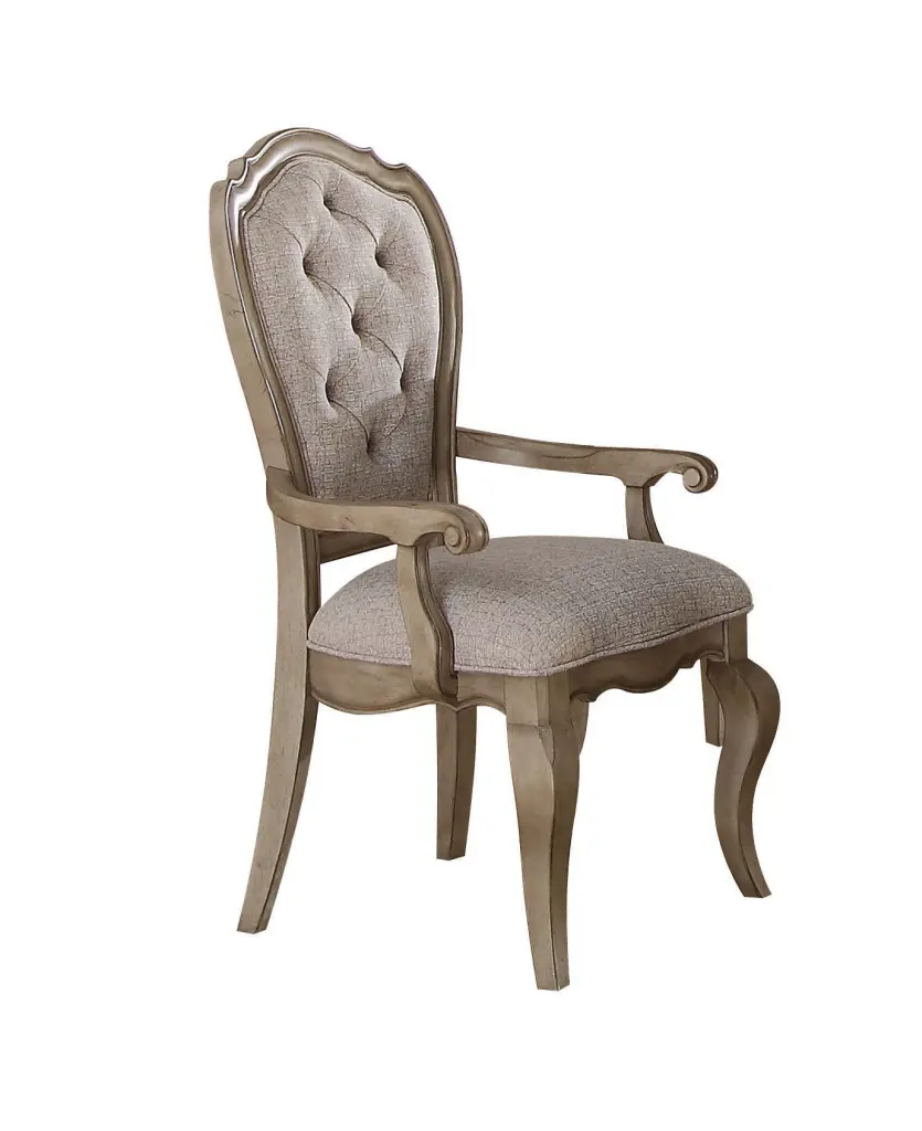 Beige and Antique Taupe Arm Chair Set 2 Button Tufted Design furniture max