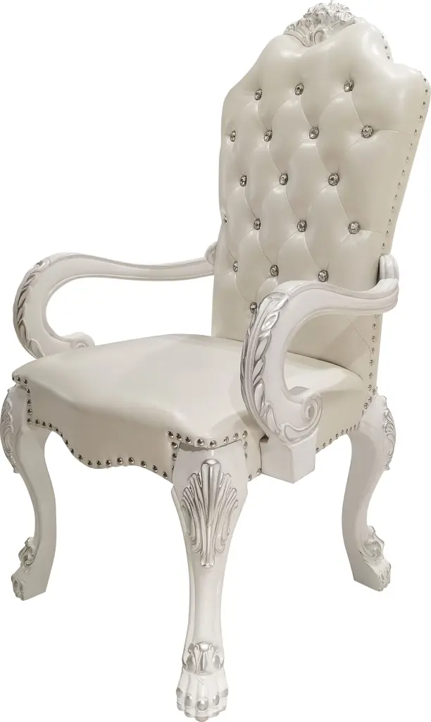 Ivory and Bone White Arm Chair Button Tufted Set 2 Solid Ivory Chairs furniture max