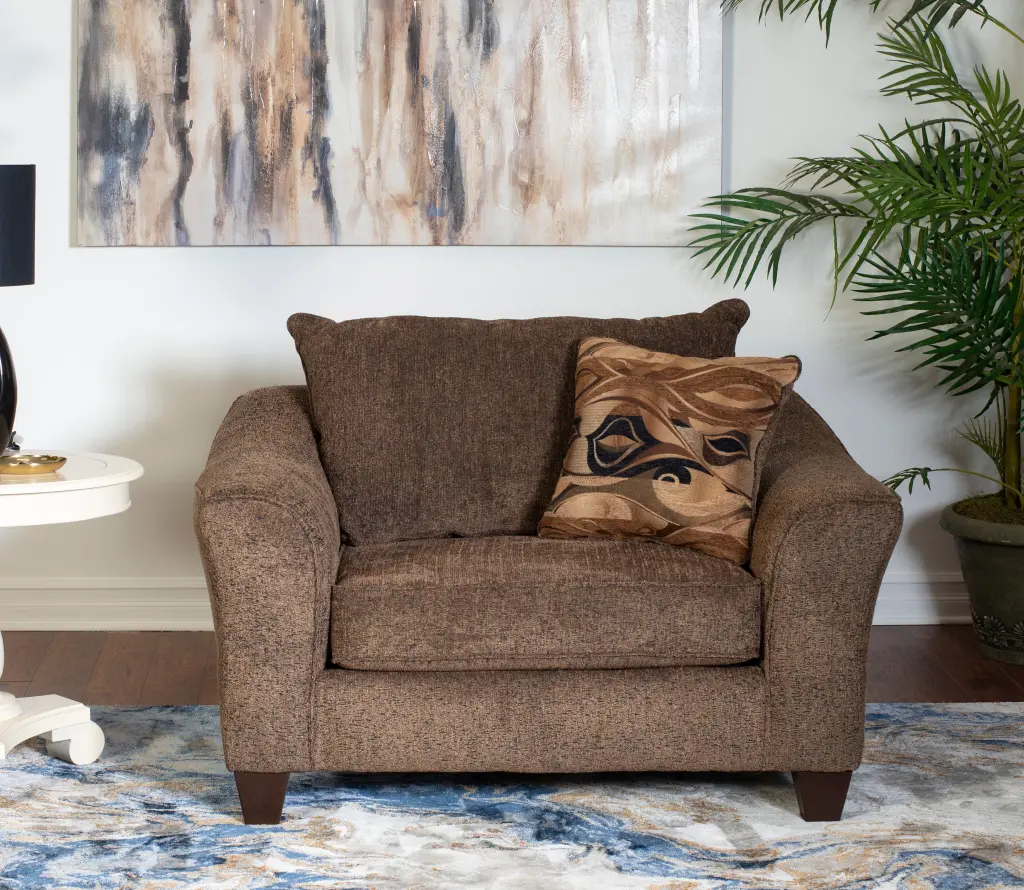 Camero Fabric Pillow Support Arm Chair Brown Polyester hz