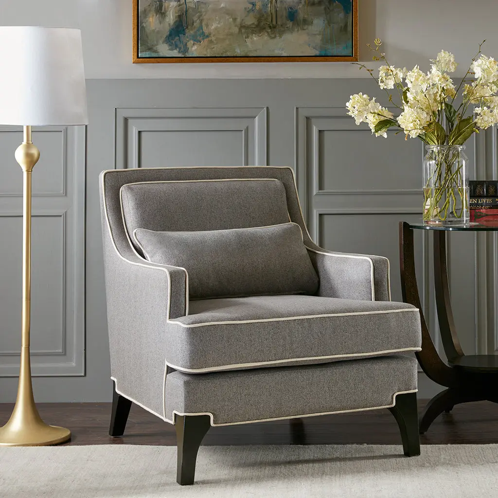 Arm Chair Grey Black Polyester Modern Living Room Accent Chair jla