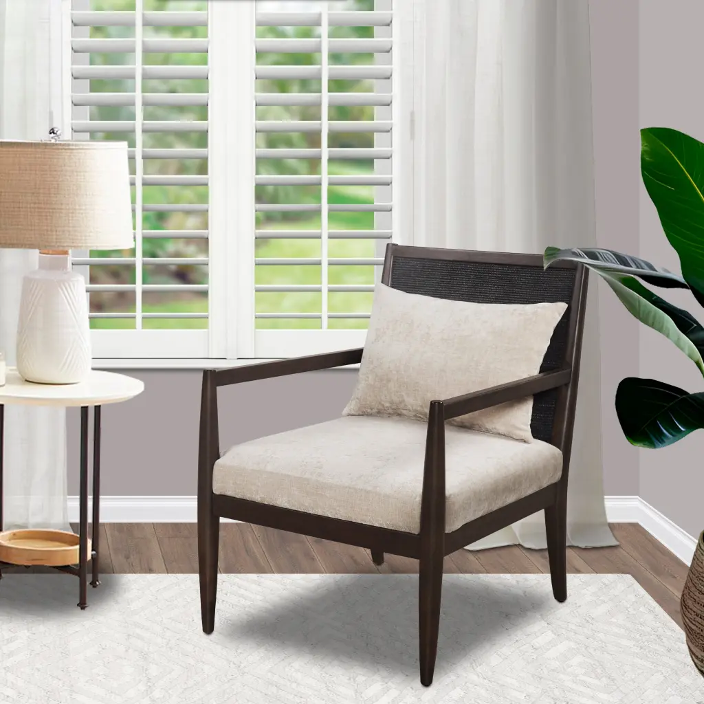 Artisan-Made Seagrass Back Armchair Removable Seat Cushion jla