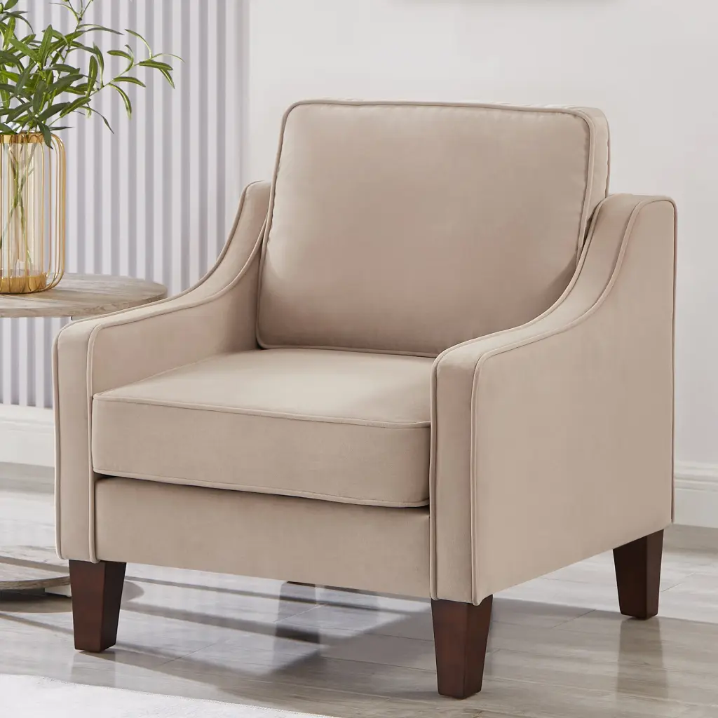 Modern Armchair Living Room Single Seat Sofa Chair Wooden Legs wm home furniture