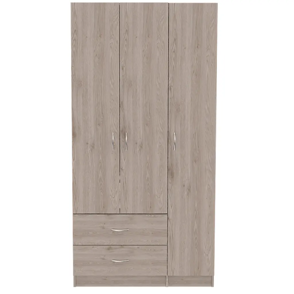 Rowaton 2 Drawer 3 Door Armoire Light Gray Particle Board Wardrobe Closet furniture max