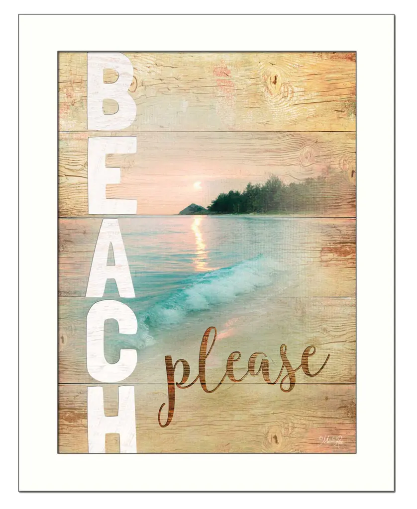 Beach Please Framed Print Marla Rae Ready to Hang White Frame trendy decor 4u