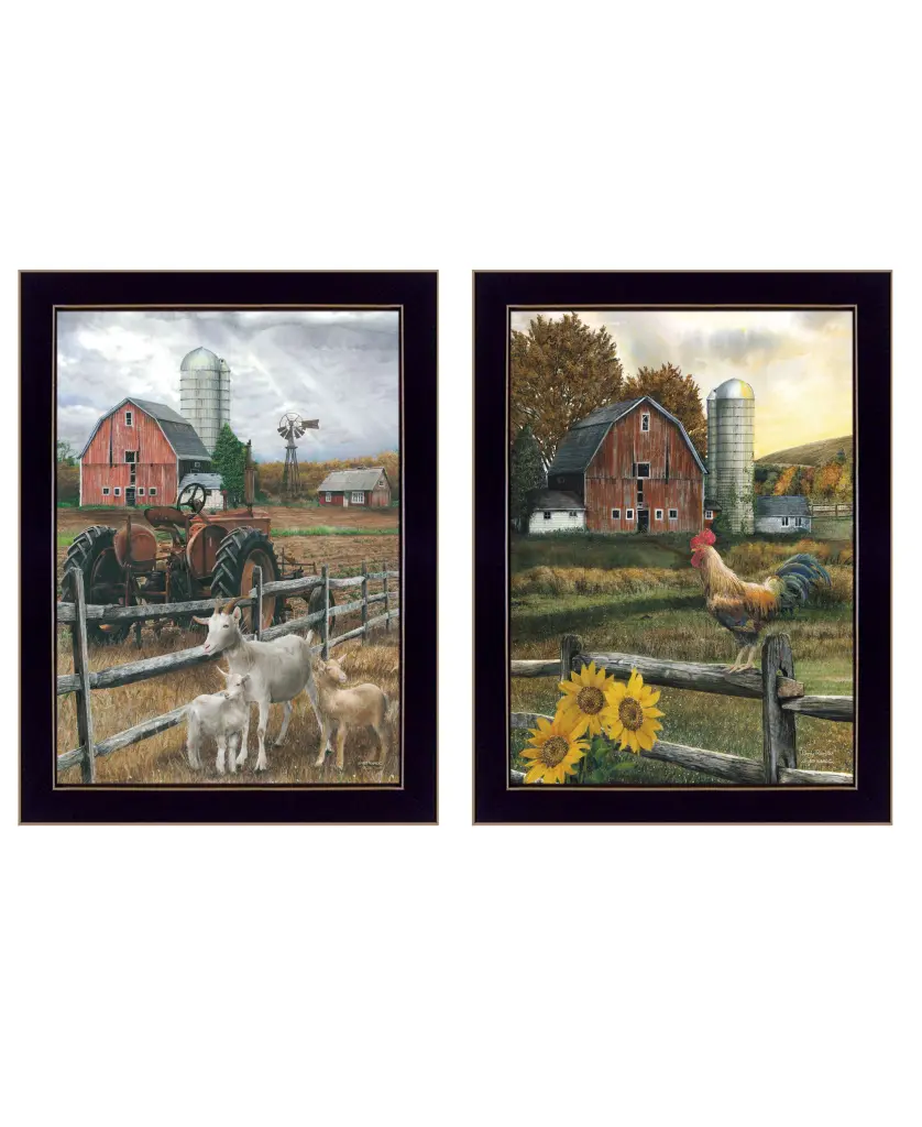 Farm Life 2 Piece Vignette Ed Wargo Ready To Hang Framed Print Country Decor trendy decor 4u