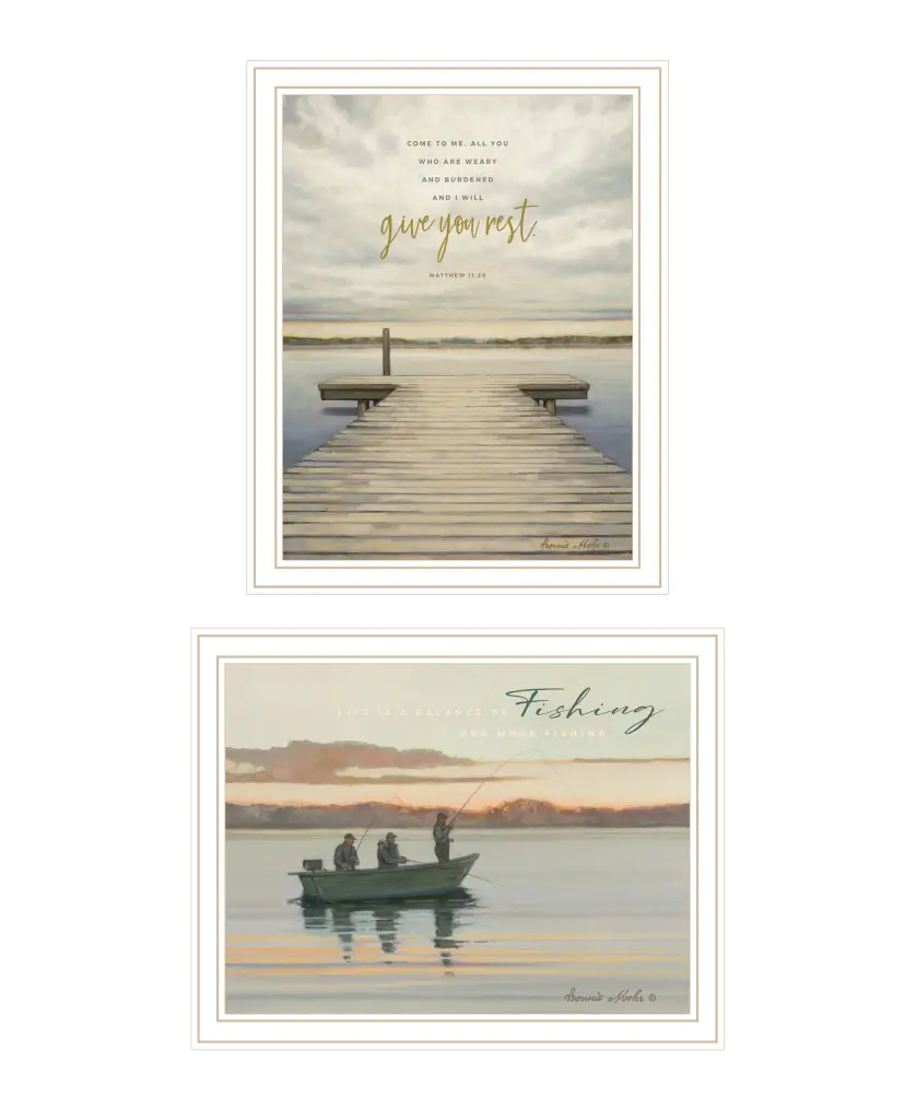 Lake Side Reprieve 2 Piece Vignette Wall Art Set Bonnie Mohr Ready to Hang trendy decor 4u