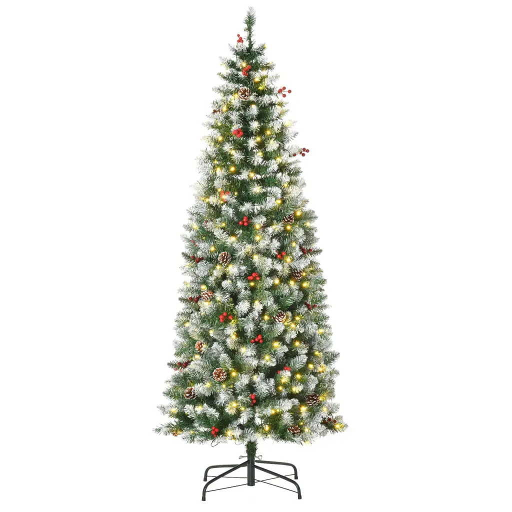 Homcom 6Ft Pre Lit Snow Dipped Artificial Christmas Tree Realistic Needles aosom business