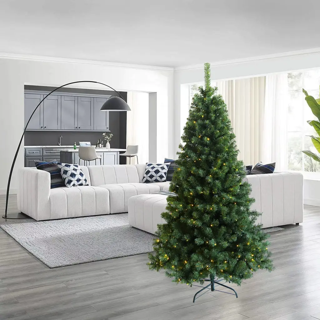 Pre Lit Christmas Tree 6Ft Artificial Hinged Xmas Tree Foldable Stand Easy Assembly Holiday Decor yibai