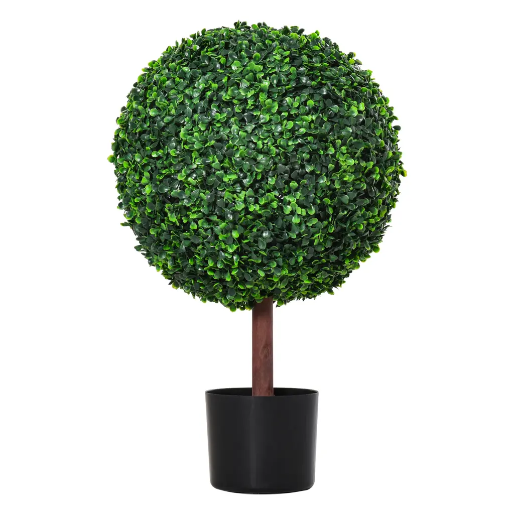 23.5" Artificial Boxwood Topiary Ball Tree - Fake Decorative Plant Home Decor aosom business
