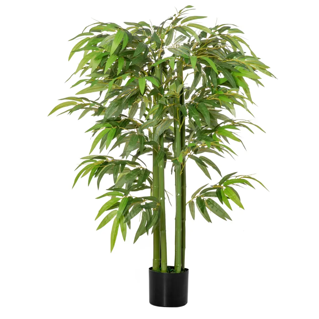 Homcom 4.5Ft Artificial Bamboo Tree Faux Decorative Plant Nursery aosom business