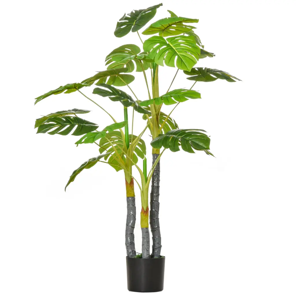 Homcom 4Ft Artificial Monstera Tree Faux Decorative Plant Nursery Pot aosom business