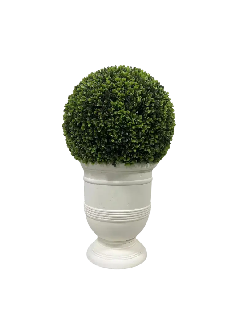 24 Inch Ball Topiary White Pot Artificial Faux Plant Indoor and Outdoor family tree industry ltd
