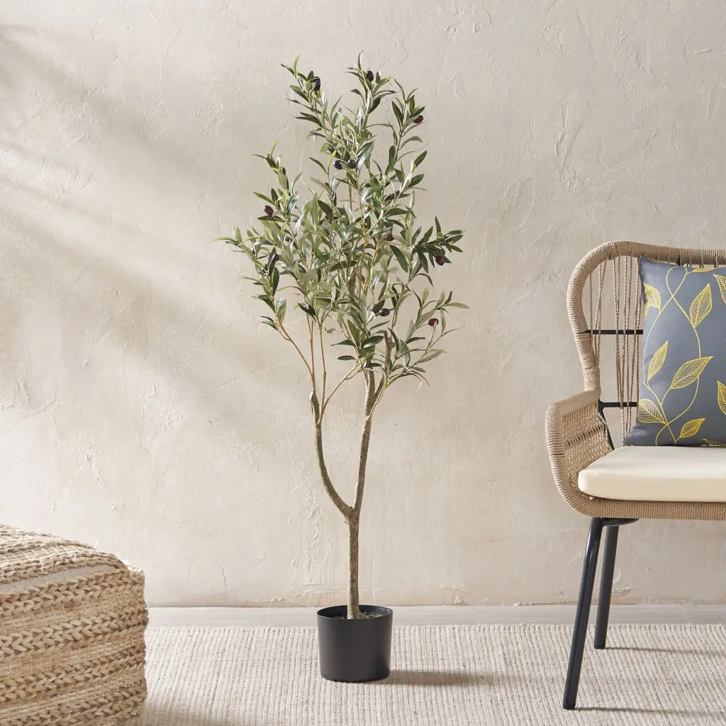 120Cm Artificial Olive Tree Green Iron Plastic Indoor Plant nh-bc furniturings