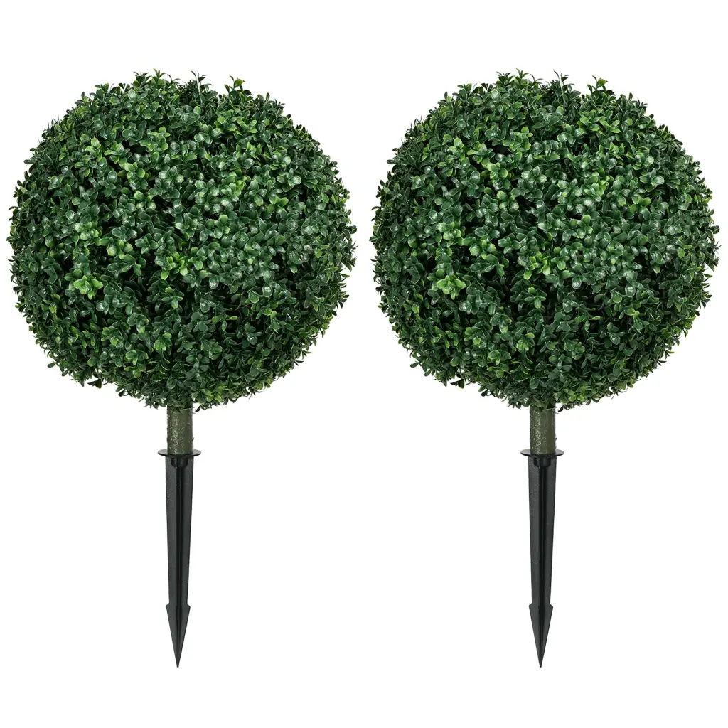 Homcom 1.3' 15.7" Artificial Boxwood Topiary Trees Ground Stake aosom business