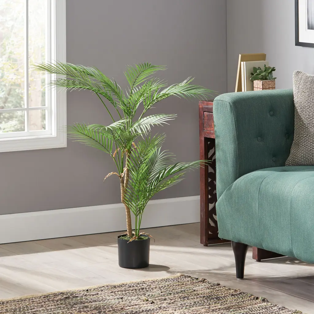 100Cm Artificial Palm Tree Green Rattan Leaves Indoor Decor nh-bc furniturings