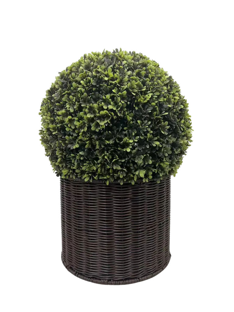 20 Inch Artificial Ball Topiary Woven Pot Faux Plant Indoor Outdoor Decor family tree industry ltd