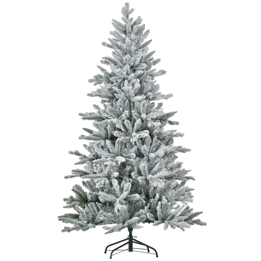 Homcom 6Ft Snow Flocked Artificial Christmas Tree 994 Tips Foldable aosom business