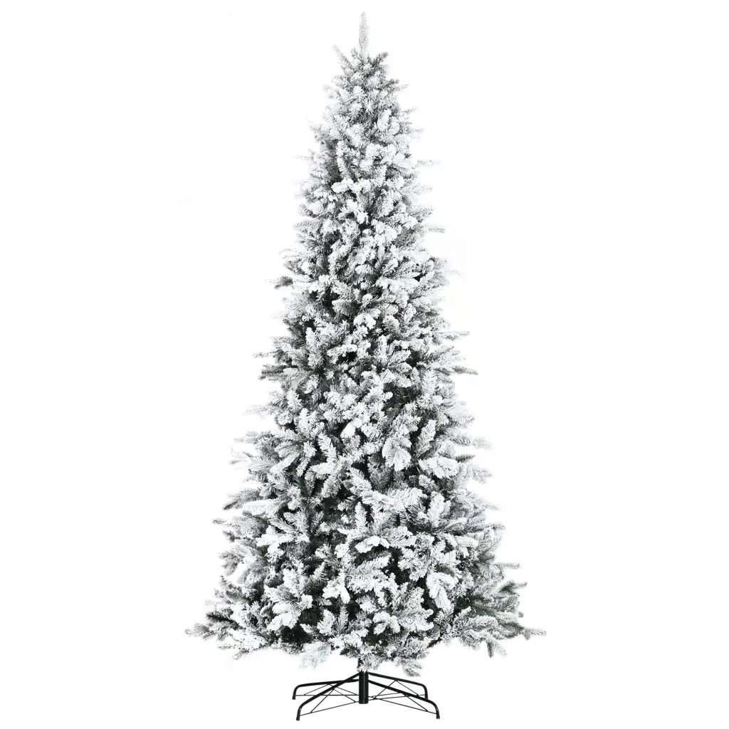 Homcom 9 Foot Pine Snow Flocked Artificial Christmas Tree 616 Realistic Tips aosom business