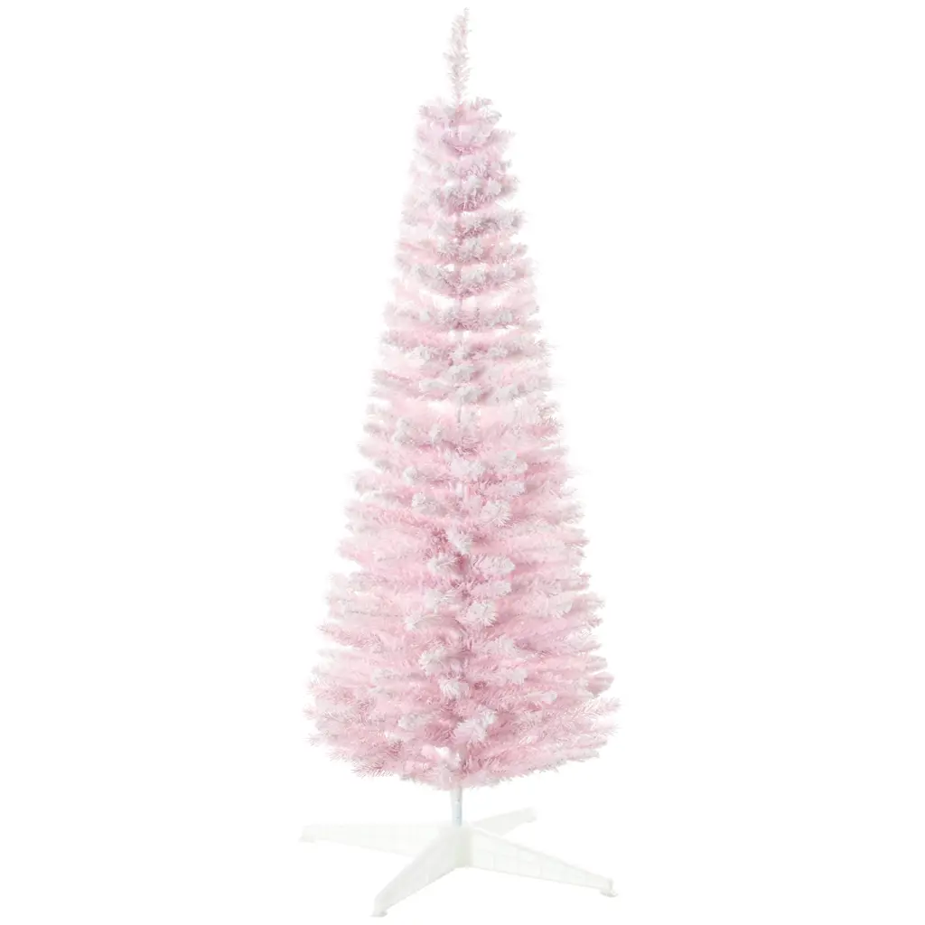 Homcom 5 Foot Snow Flocked Artificial Pencil Christmas Tree Slim Xmas Tree aosom business