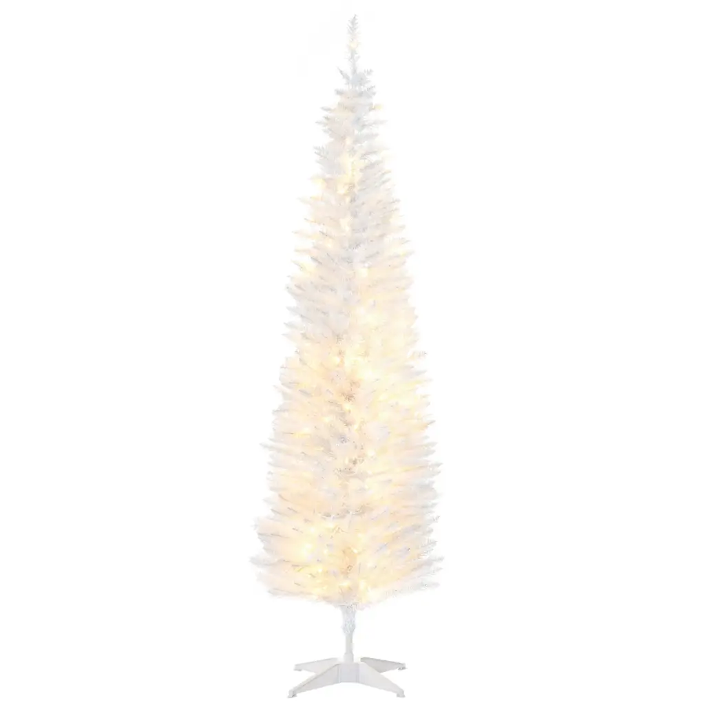 Homcom 6 Foot Tall Pre Lit Slim Noble Fir Artificial Christmas Tree 200 LED Lights aosom business