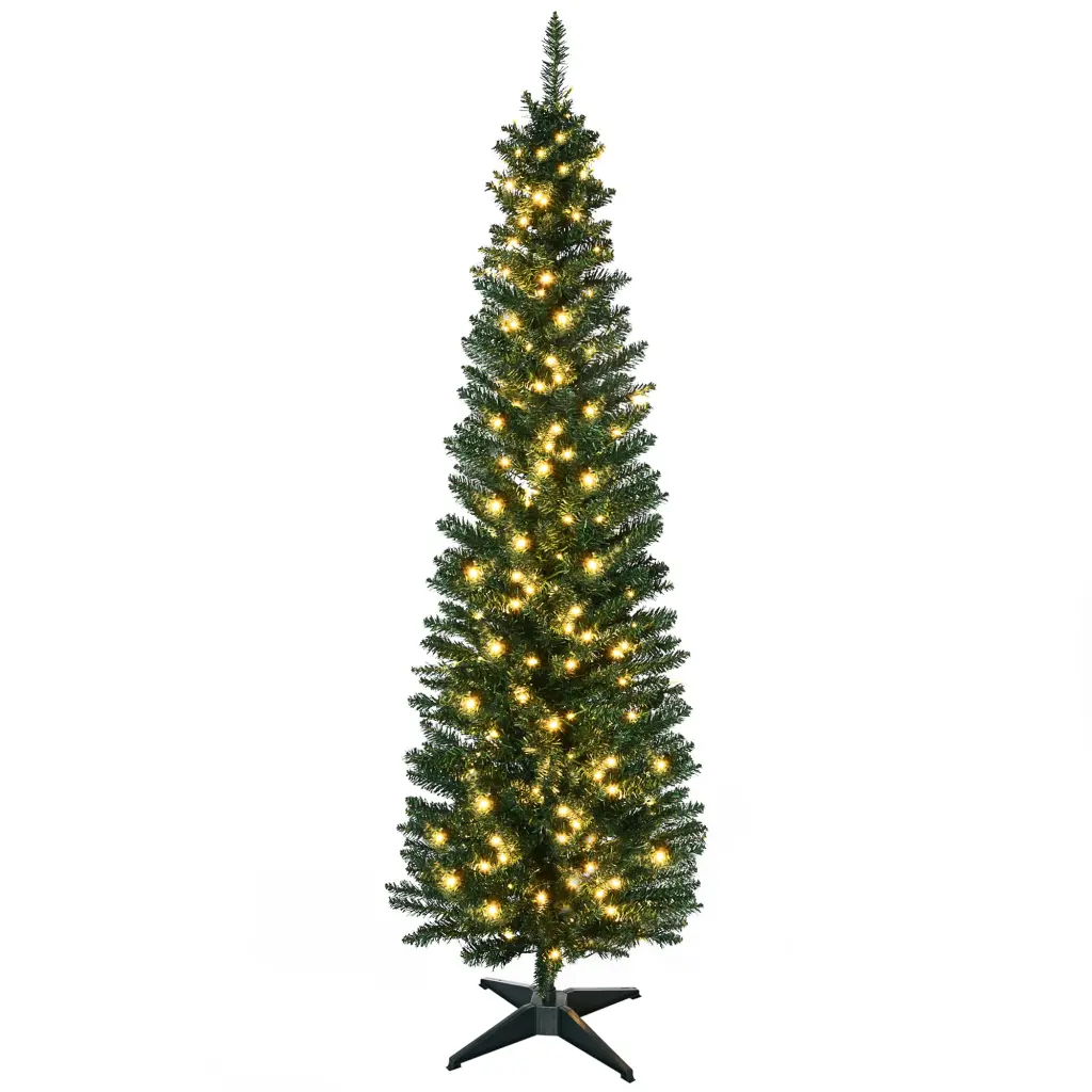 Homcom 5' Tall Pre Lit Slim Noble Fir Artificial Christmas Tree Remote aosom business