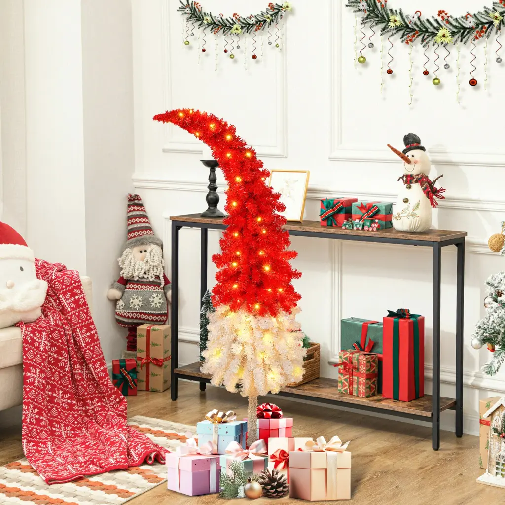 5Ft Hinged Fir Artificial Christmas Tree Bent Top mrs