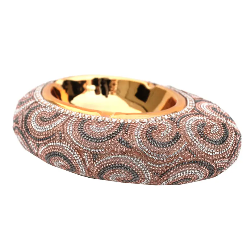 Ambrose Gold Ceramic Ashtray Chrome Plated Crystal Embellishments furnings