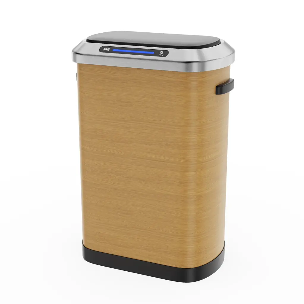 50L Intelligent Automatic Trash Can Smart Sensor Stainless Steel Wood Design like it
