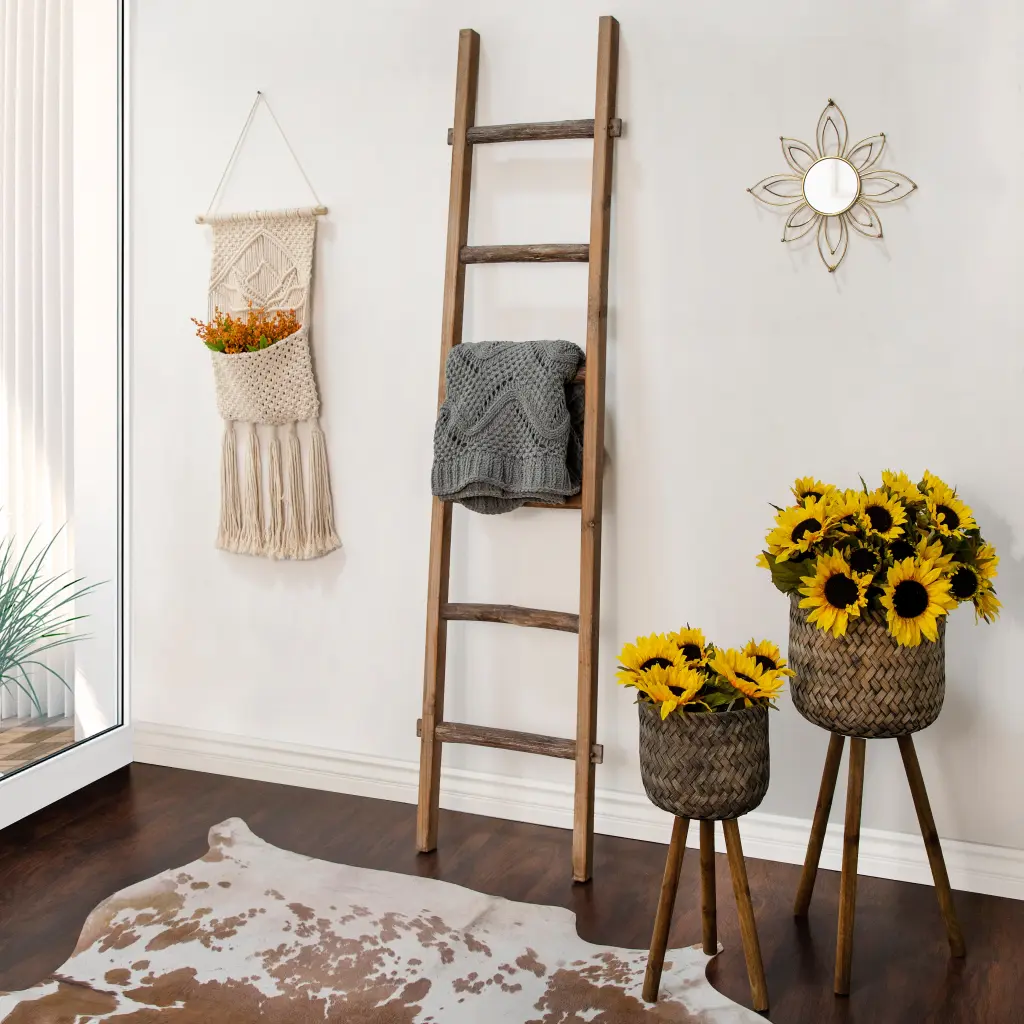 2 Bamboo Planters On Stands Black Brown Bamboo Indoor Outdoor Plant Pots homedecoraccessories