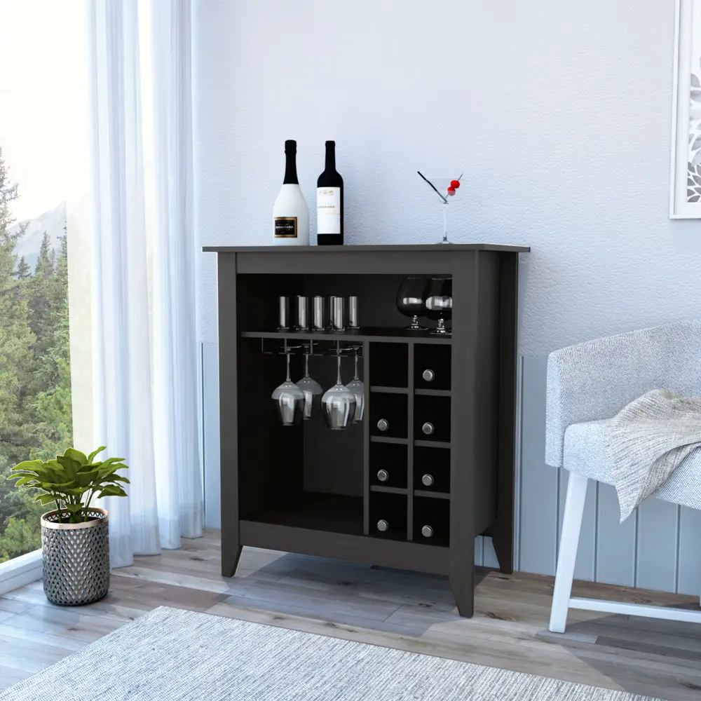 Mojito Bar Cabinet Open Drawer and Shelf - Black Particle Board depot e-shop
