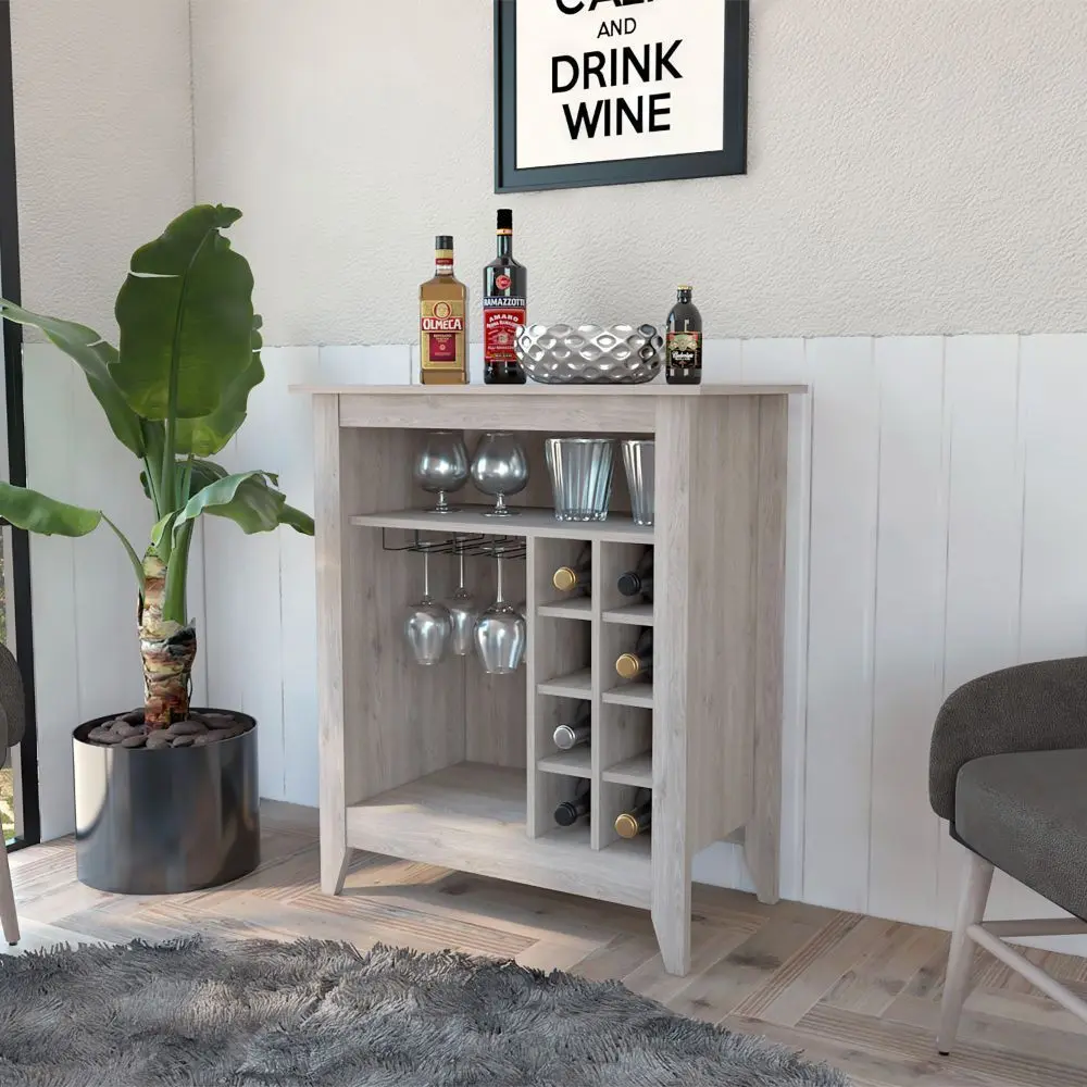Canaan 6 Bottle 1 Drawer 1 Shelf Bar Cabinet Light Grey furniture max
