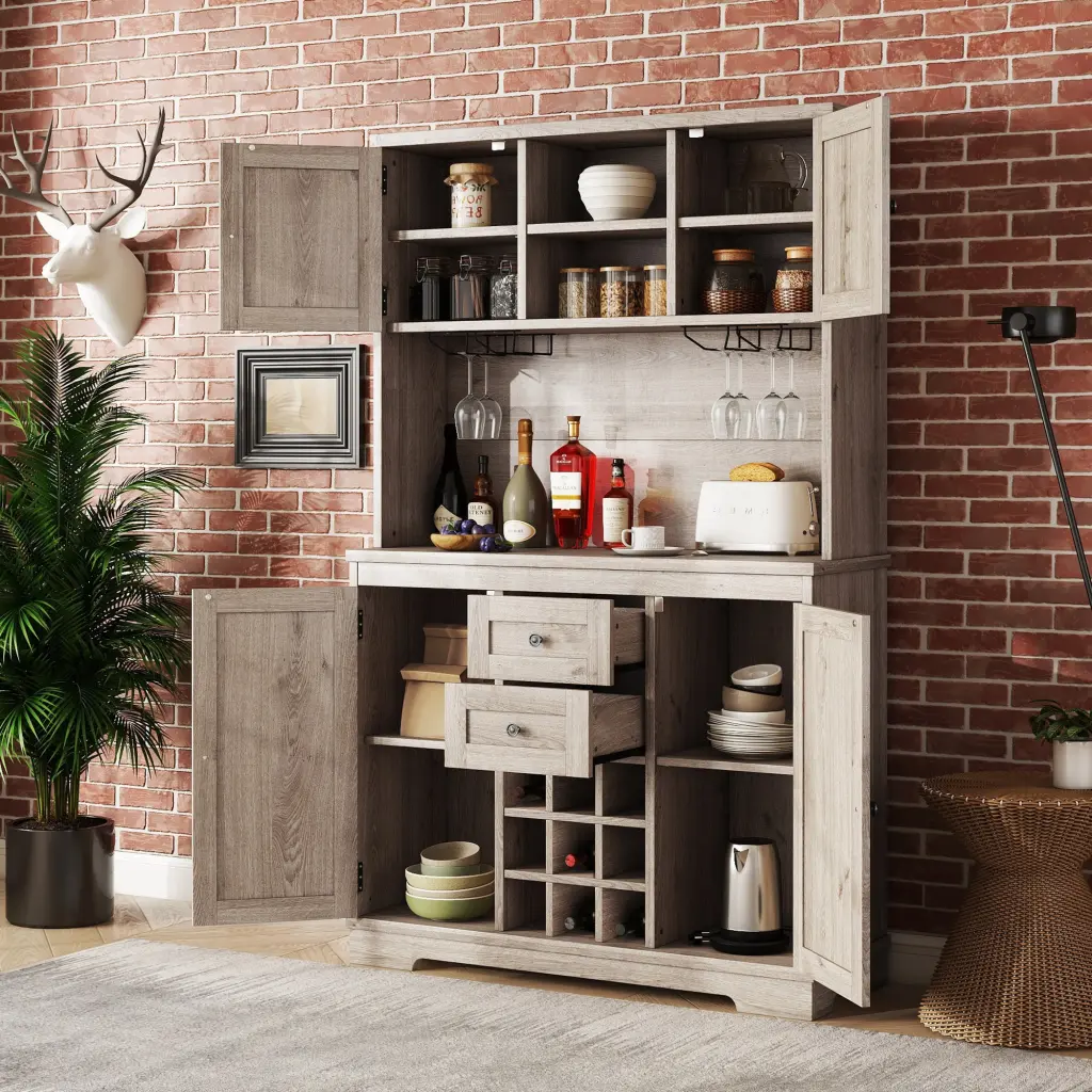 Coffee Bar Cabinet Kitchen Cabinet Storage Farmhouse Wine Cabinet magic more